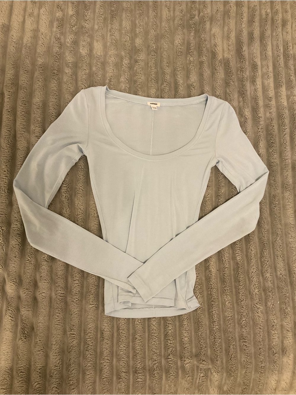 Garage Light Blue Long-Sleeve Scoop Neck Top